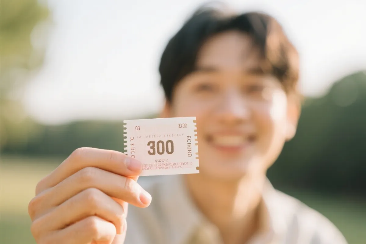 手持彩票的特写镜头，映出理性与期待